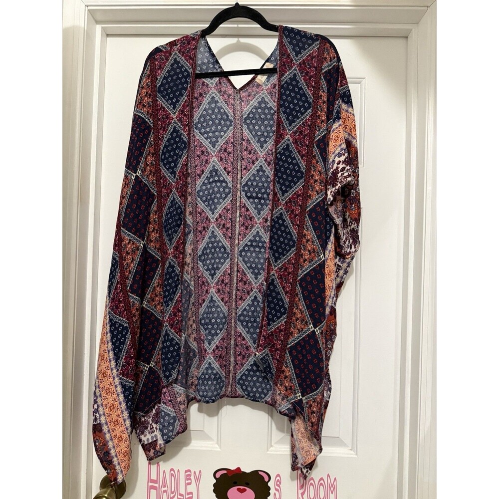Altar'd State Womens Multicolor Open Front Kimono Size Small Bohemian